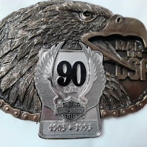 Harley-Davidson 90th anniversary belt buckle Eagle solid Brass